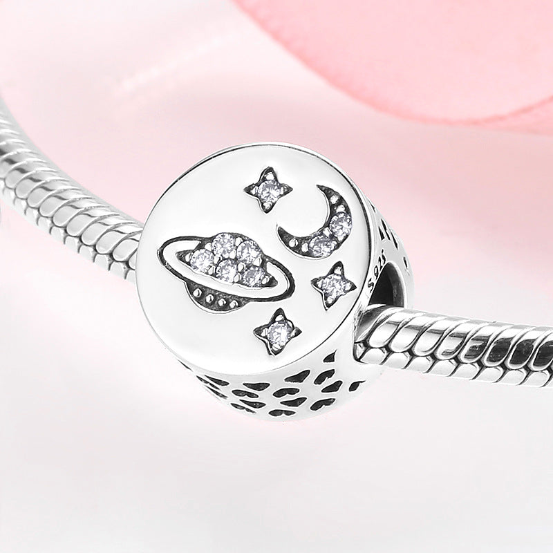 S925 Sterling Silver Star Moon Universe Bead Pendant