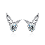 S925 Sterling Silver Moissanite Angel Wing Earrings