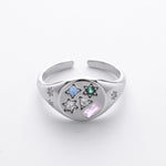 Versatile S925 sterling silver ring, stylish colored zircon set band