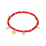 S925 Sterling Silver Horse Year Red Agate Beaded Bracelet