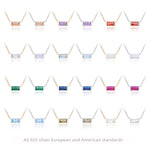 Rectangular colored zircon s925 sterling silver December birthstone collar necklace