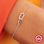 S925 sterling silver cross double buckle zircon inlaid bracelet