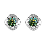 925 Sterling Silver Moissanite Four-Leaf Clover Stud Earrings