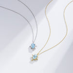 S925 Sterling Silver Eight Awn Star Pendant Sky Blue Natural Topaz Necklace