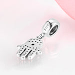 S925 Sterling Silver Hamsa Hand Blue Zircon Eye Design Pendant