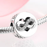 S925 Sterling Silver Hollow Heart Interlocking Zircon Bead Pendant