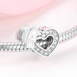 S925 Sterling Silver Heart Shape Nurse Cap Zircon Inlaid Bead Pendant