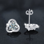Simple Summer S925 Sterling Silver Leaf Moissanite Stud Earrings
