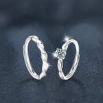 S925 Sterling Silver Twist Moissanite Couple Ring