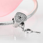 S925 Sterling Silver Heart-Shape Lock Inlaid Zircon Pendant