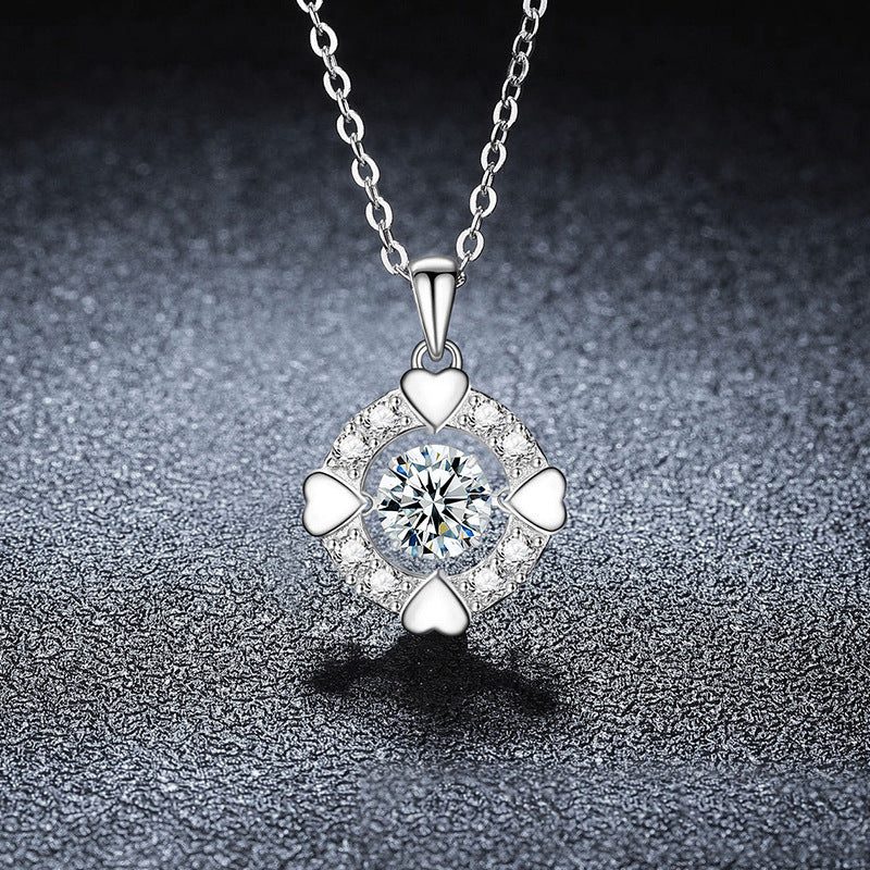 S925 Sterling Silver Moissanite Simple Heart Necklace
