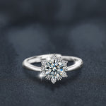 S925 Sterling Silver Moissanite Snowflake Ring