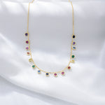 S925 Sterling Silver Colorful Round Zircon Necklace