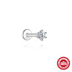 S925 Sterling Silver Moissanite Cartilage Stud Earring with Threaded Post(Single unit)