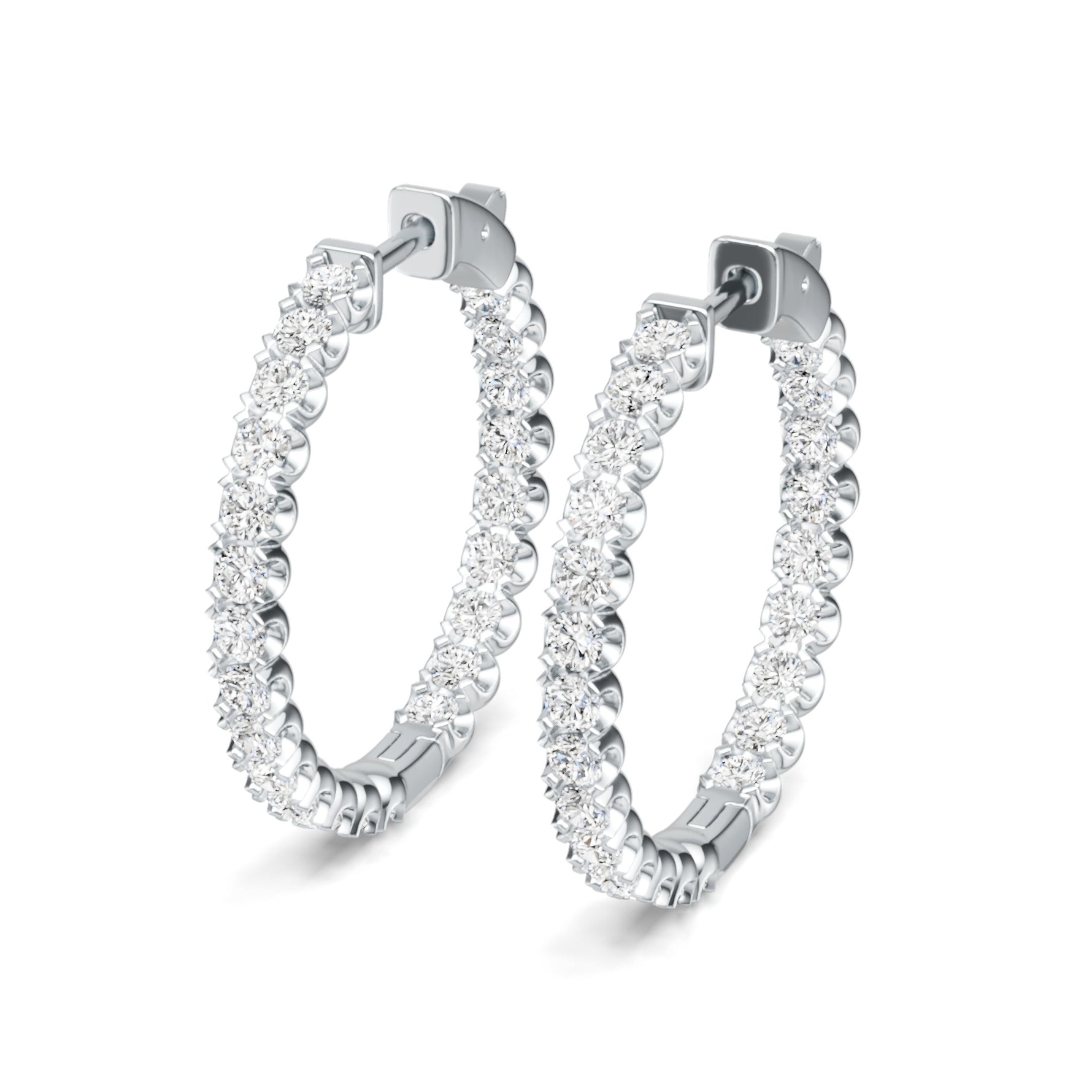 S925 Sterling Silver Super-Sparkly Large Hoop Earrings with Moissanite