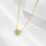 S925 Sterling Silver Classic round Micro Zircon-Inlaid Pendant Necklace