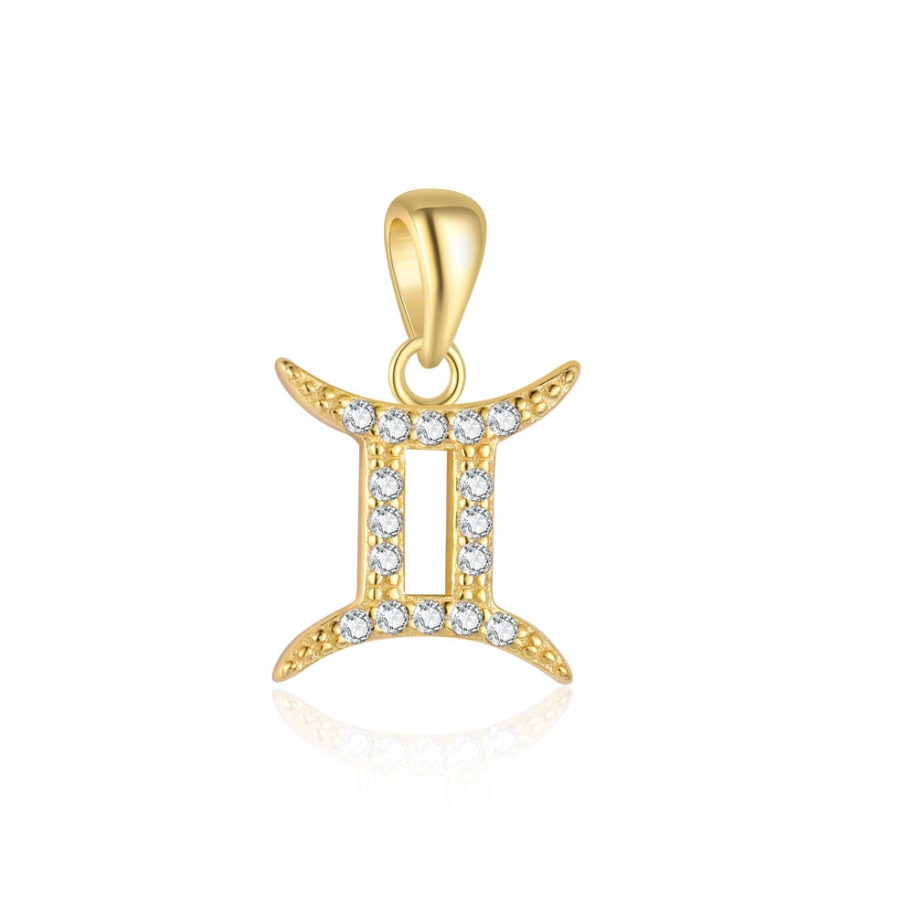 S925 Sterling Silver Zircon Zodiac Pendant