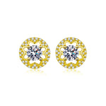 S925 Sterling Silver Star-Shaped Openwork Moissanite Four-Prong Earrings