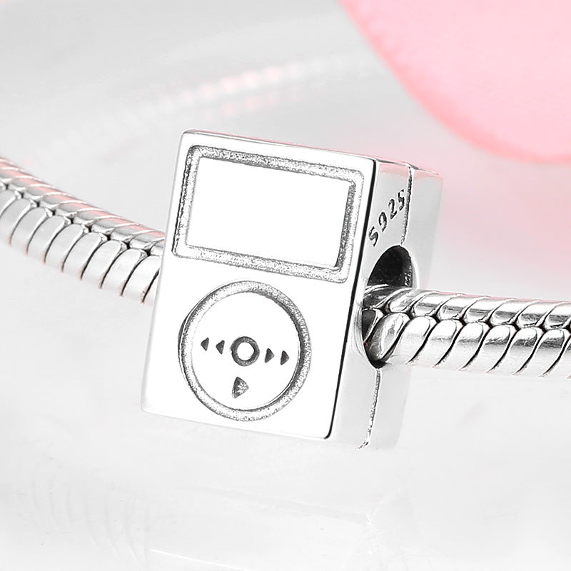 S925 Sterling Silver Mini Music Walkman Shape Pendant