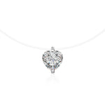 S925 Sterling Silver Moissanite Heart-Shaped Fish Line Necklace
