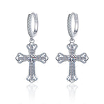 925 Sterling Silver Moissanite Cross Earrings