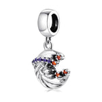 S925 Sterling Silver Moon Pendant with Purple Red Zircon