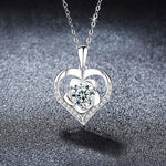 S925 Sterling Silver Rose Moissanite Pendant Loving Heart Necklace