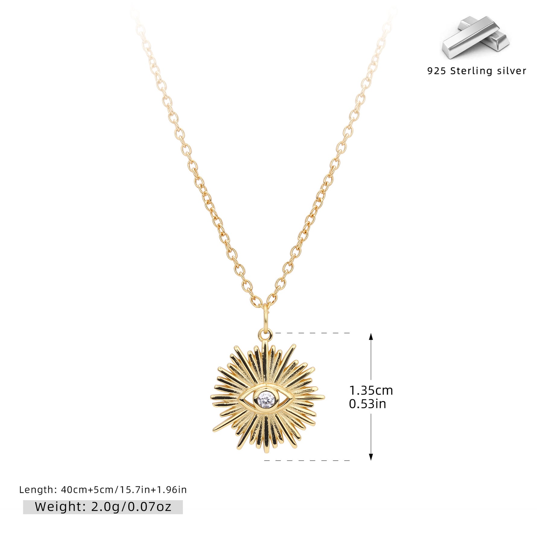 S925 Sterling Silver Fashion Necklace - Evil Eye