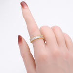 Versatile S925 sterling silver ring with rectangular zircon clusters
