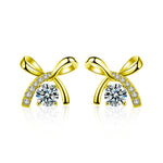 S925 Sterling Silver Moissanite Bow Earrings