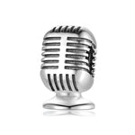 S925 Sterling Silver Vintage Microphone Shape Beaded Pendant