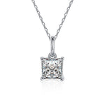 S925 Sterling Silver Moissanite Princess Square Simple Pendant Necklace
