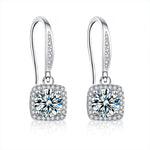 Moissanite Sugar Cube Earrings, 925 Sterling Silver Pendant