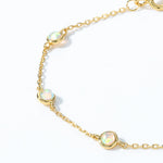 S925 Sterling Silver Gold-Plated Synthetic Opal Round Bracelet