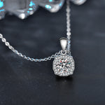 S925 Sterling Silver Square Moissanite Pendant Necklace