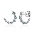 Moissanite & S925 Sterling Silver Full-Pavé C-Shaped Stud Earrings