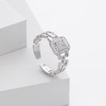 Stylish and simple S925 sterling silver ring with English letter band
