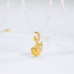 S925 Sterling Silver 10K Gold Gourd Zircon Inlaid Necklace