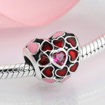 S925 Sterling Silver Ruby Heart Bead Pendant