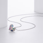 S925 Sterling Silver Heart Necklace Inlaid with Colored Zirconium