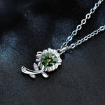 S925 Sterling Silver Moissanite Sunflower Flower Pendant Necklace