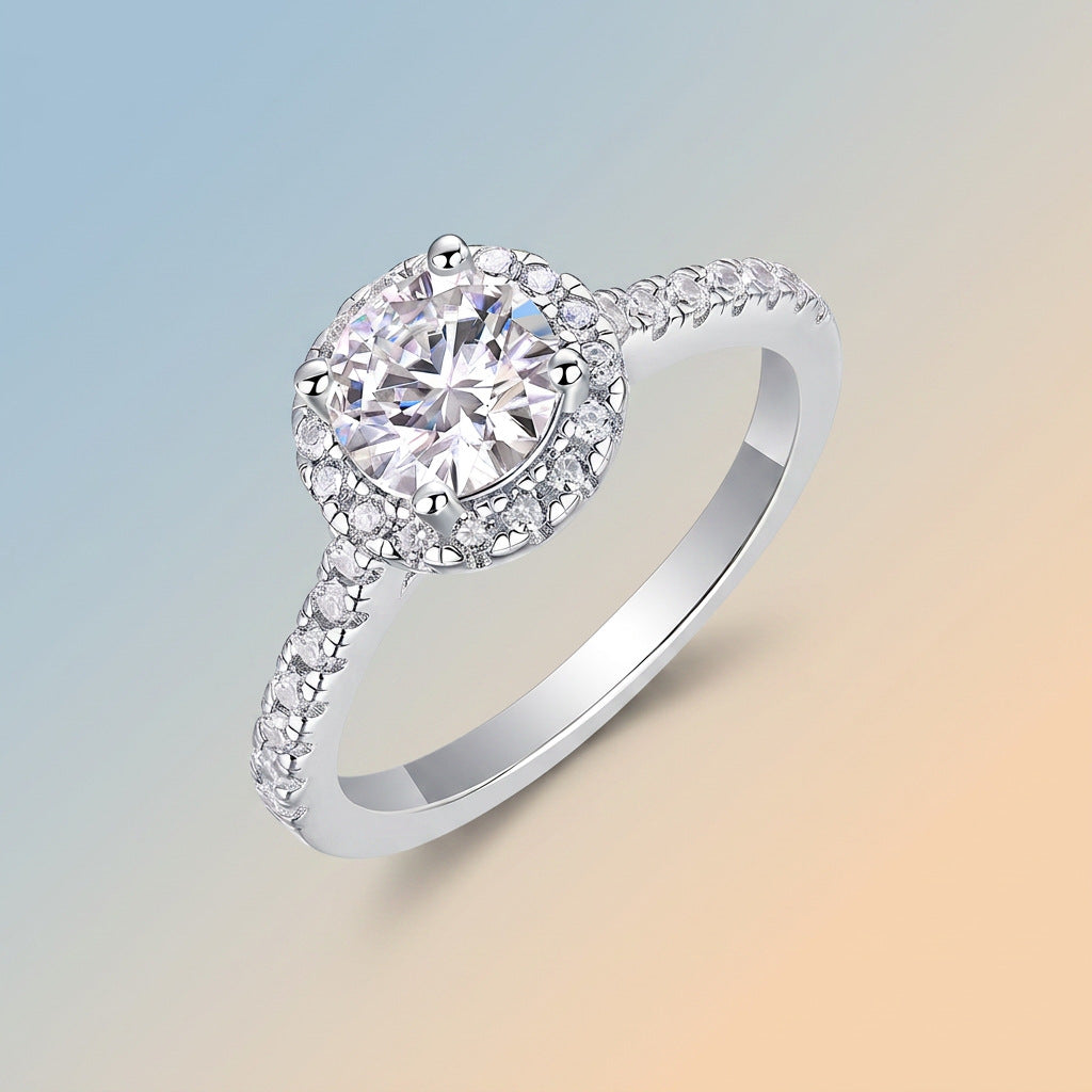 S925 Silver Classic Square-Cut Moissanite "Small Sugar Cube" Ring