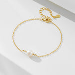 S925 Sterling Silver Simple Natural Pearl Bracelet