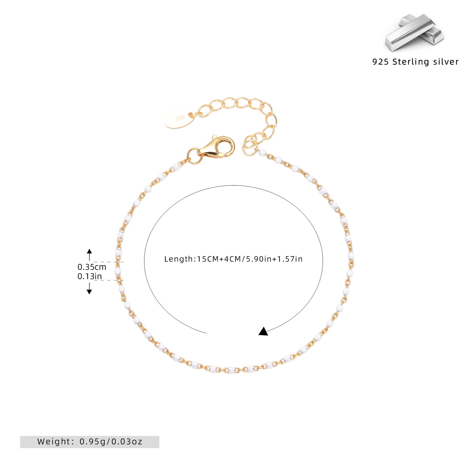 S925 Sterling Silver Bracelet with Colorful Enamel Detail