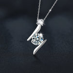 S925 Sterling Silver Moissanite Lightning Pendant Necklace