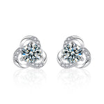 Simple Summer S925 Sterling Silver Leaf Moissanite Stud Earrings