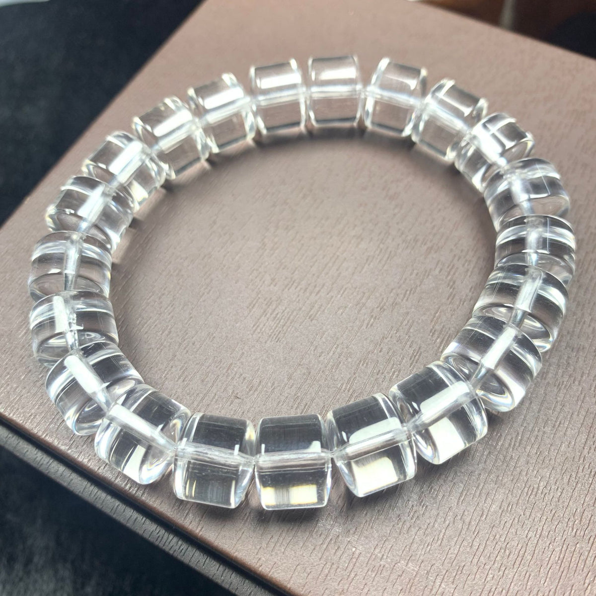 Natural Flawless White Crystal Rondelle Bead Bracelet
