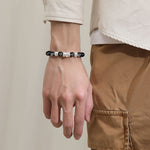 999 Fine Silver Pixiu Cool‑Style Obsidian Bracelet for Men