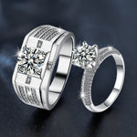 S925 Sterling Silver "Heartbeat" Moissanite Couple Ring