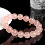 Natural Pink Grapefruit-Colored Rose Quartz Bracelet